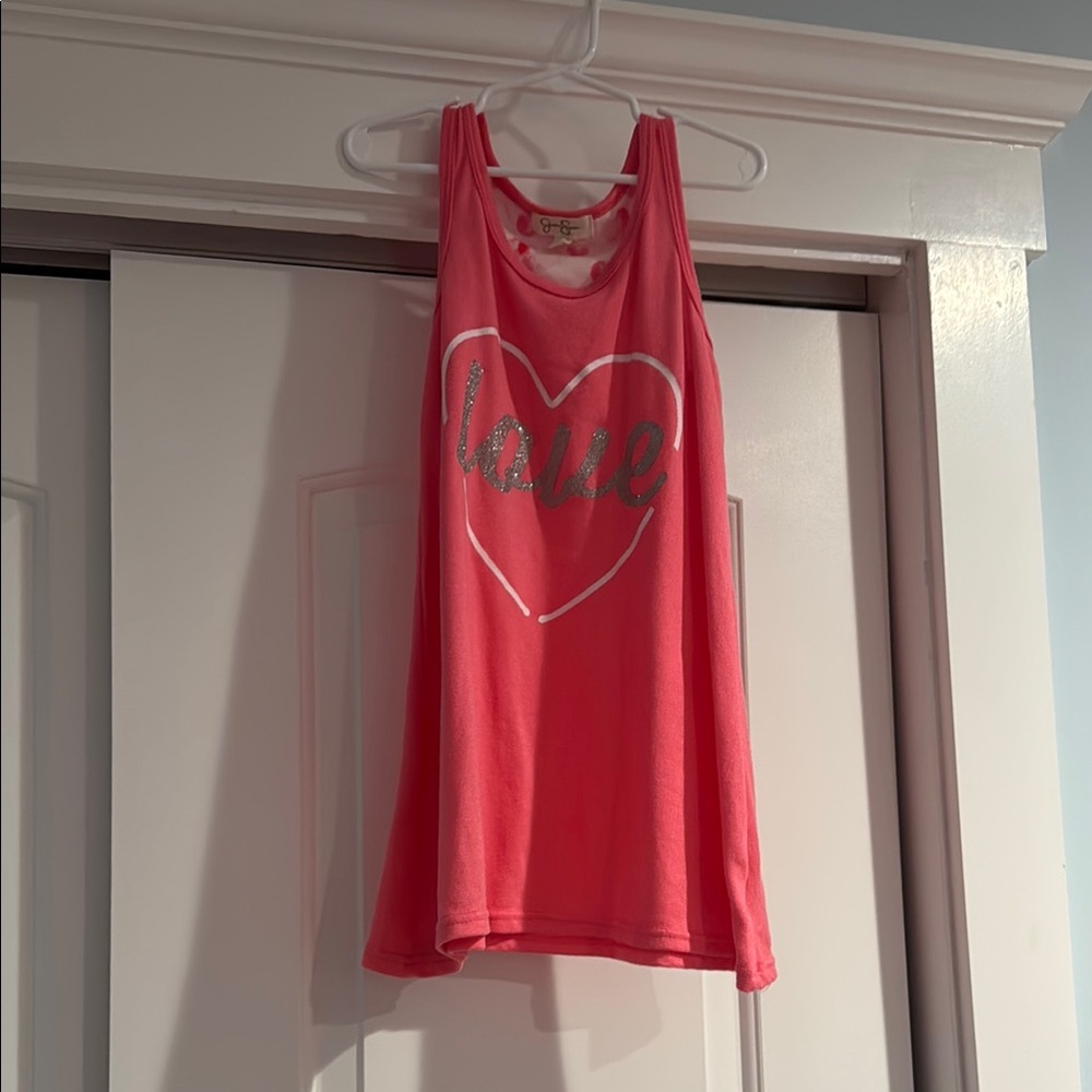 Pink Tank Top with Silver Heart Design